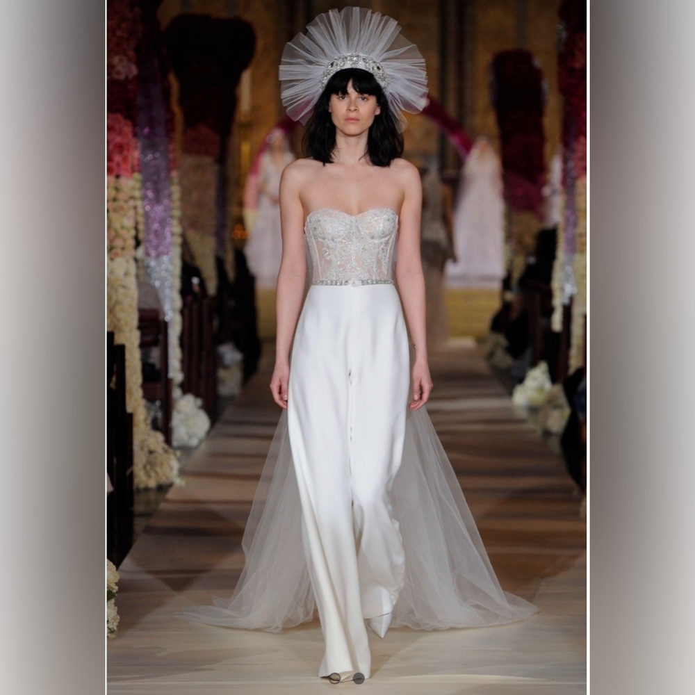 REEM ACRA - “Ray of Light” Wedding Jumpsuit, Size 4